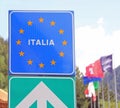 Road signal on the Italian border