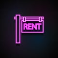 road signboard house rental icon. Element of Minimalistic icons for mobile concept and web apps. Neon road signboard house rental