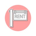 Road signboard house rental sticker icon. Simple thin line, outline vector of web icons for ui and ux, website or mobile
