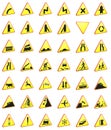 Road signs 3d rendering pack (warning signs) Royalty Free Stock Photo