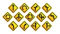 Road signs chart and traffic signal vector sets Royalty Free Stock Photo