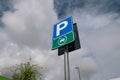 Road signs for electric vehicle charging. sign with parking symbol and electric cable, for a space reserved for electric cars.