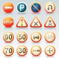 Road Signs Glossy Icons Set