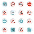 Road signs icons set, flat style Royalty Free Stock Photo