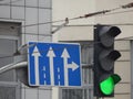 Road signs indicating the direction of movement Royalty Free Stock Photo