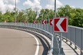 Road signs, indicating left turn Royalty Free Stock Photo