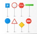 Road signs isolated on transparent. Vector street signs illustration. Road highway symbols design Royalty Free Stock Photo