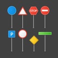 Road signs isolated. Vector street signs illustration. Road symbols design signs Royalty Free Stock Photo