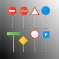 Road signs isolated. Vector street signs illustration. Road symbols design signs Royalty Free Stock Photo