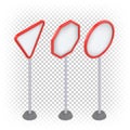 Road signs in isometric projection. Template of a triangular, round sign: Yield sign, Stop, No Entry. Vector set Royalty Free Stock Photo