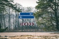 road signs and lines on asphalt - vintage green effect Royalty Free Stock Photo