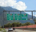 road signs on the motorway with directions to many locations in Switzerland Royalty Free Stock Photo