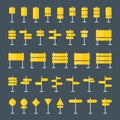 Road Signs and Pointers Flat Icons Set Royalty Free Stock Photo