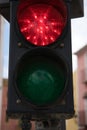 Road signs.Red traffic light Royalty Free Stock Photo