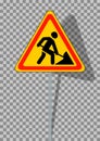 Road signs. Roadworks on transparent background.