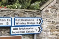 Road Signs in the small village of Pott Shrigley, Cheshire, England. Royalty Free Stock Photo