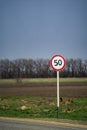 Road signs speed limit 50 km per hour
