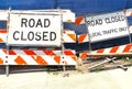 Road signs stacked at construction site. Royalty Free Stock Photo