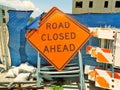 Road signs stacked at construction site. Royalty Free Stock Photo