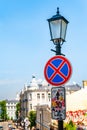 Road signs. Street signs on a lamppost. Ukraine. Kyiv. 06.06.2020