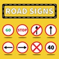 Road signs and symbols collection set Royalty Free Stock Photo