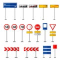 Road symbols traffic signs graphic elements isolated city construction creative street highway information vector Royalty Free Stock Photo