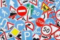 Road signs and traffic symbols top view Royalty Free Stock Photo