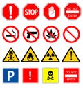 Road signs and Triangular Warning Hazard Signs