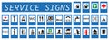 Road signs. Vector European road service signs. Set of road signs Royalty Free Stock Photo