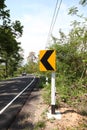 Road Signs warn Drivers for Ahead Dangerous Curve. Royalty Free Stock Photo