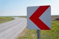 Road signs warning drivers about ahead dangerous curve Royalty Free Stock Photo