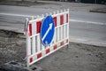 Road signs, road work ahead, warning signs on the city streets Royalty Free Stock Photo