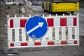 Road signs, road work ahead, warning signs on the city streets Royalty Free Stock Photo