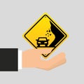 Road sing caution icon