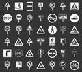 Road sings icon set grey vector