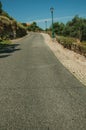 Road on slope with stone parapet and trees in Monsanto