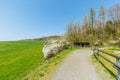 Road and slopes in spring landscape in the German Eifel region near to Gerolstein