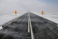 Road in a snow blizzard, Iceland