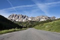 Road and snow capped mountains in parc mercantour in the french provence