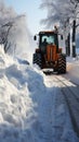 Road snow removal: Tractor and excavator combine efforts to clear streets effectively.