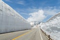 Road and snow wall at japan alps tateyama kurobe alpine ro Royalty Free Stock Photo