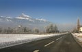 Road in snowy landscape