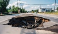 A Road Split Apart With a Massive Gap