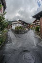 Road split in a rainy day