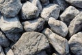 Road stones gravel texture, rocks for construction, gray background of crushed granite gravel, small rocks, closeup Royalty Free Stock Photo