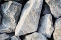 Road stones gravel texture, rocks for construction, gray background of crushed granite gravel, small rocks, closeup Royalty Free Stock Photo