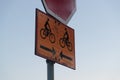 Road stop sign and cyclist traffic