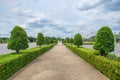 Road straight orderly ornamental garden