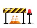 Road and street barrier, traffic warning sign Royalty Free Stock Photo