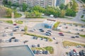 road, street, parking, cars, car service Mobile center. city from above, aerial view. Yekaterinburg, Russia